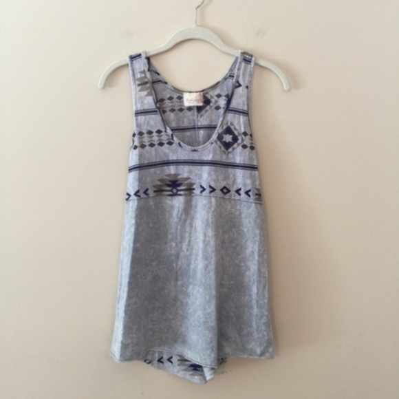 Freeloader Tribal Print Acid Wash Tank Size S - Picture 1 of 6